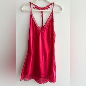 Avidlove Red/Hot Pink Lace Satin Babydoll Nightgown, Size XL